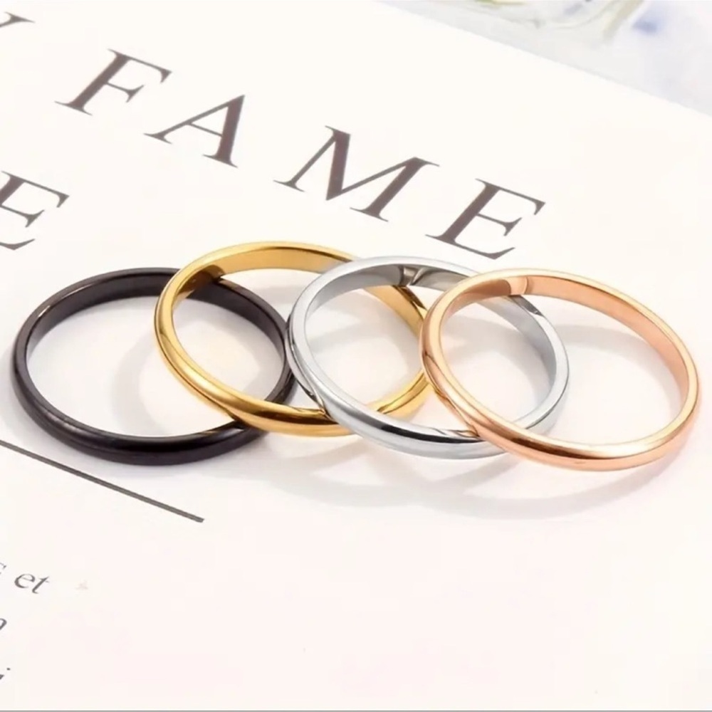 18k Gold Plated 4 Piece Minimalist Trendy Ring Set 3 pack